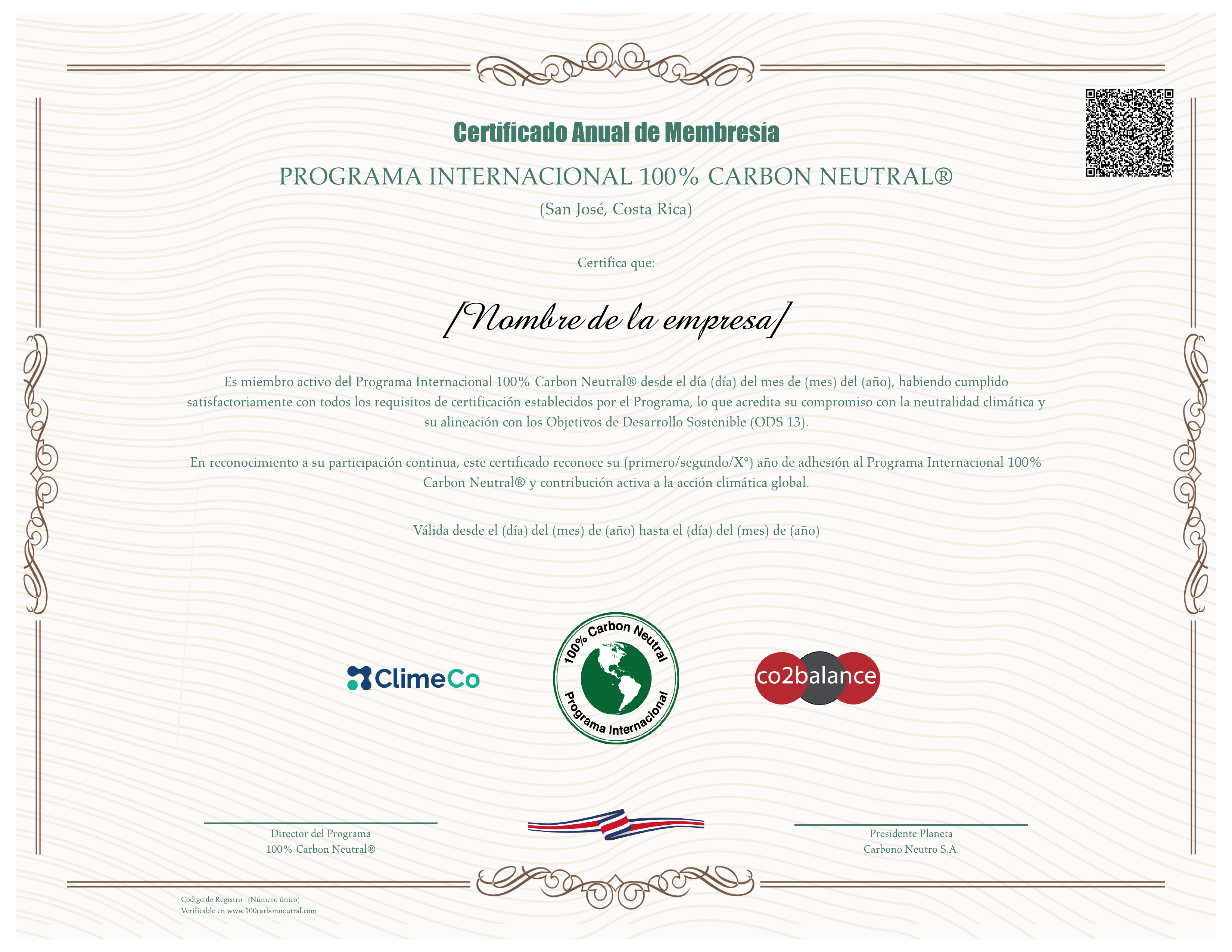 Certificado de Membresía