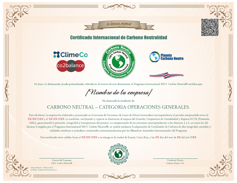 Certificado de Carbono Neutralidad