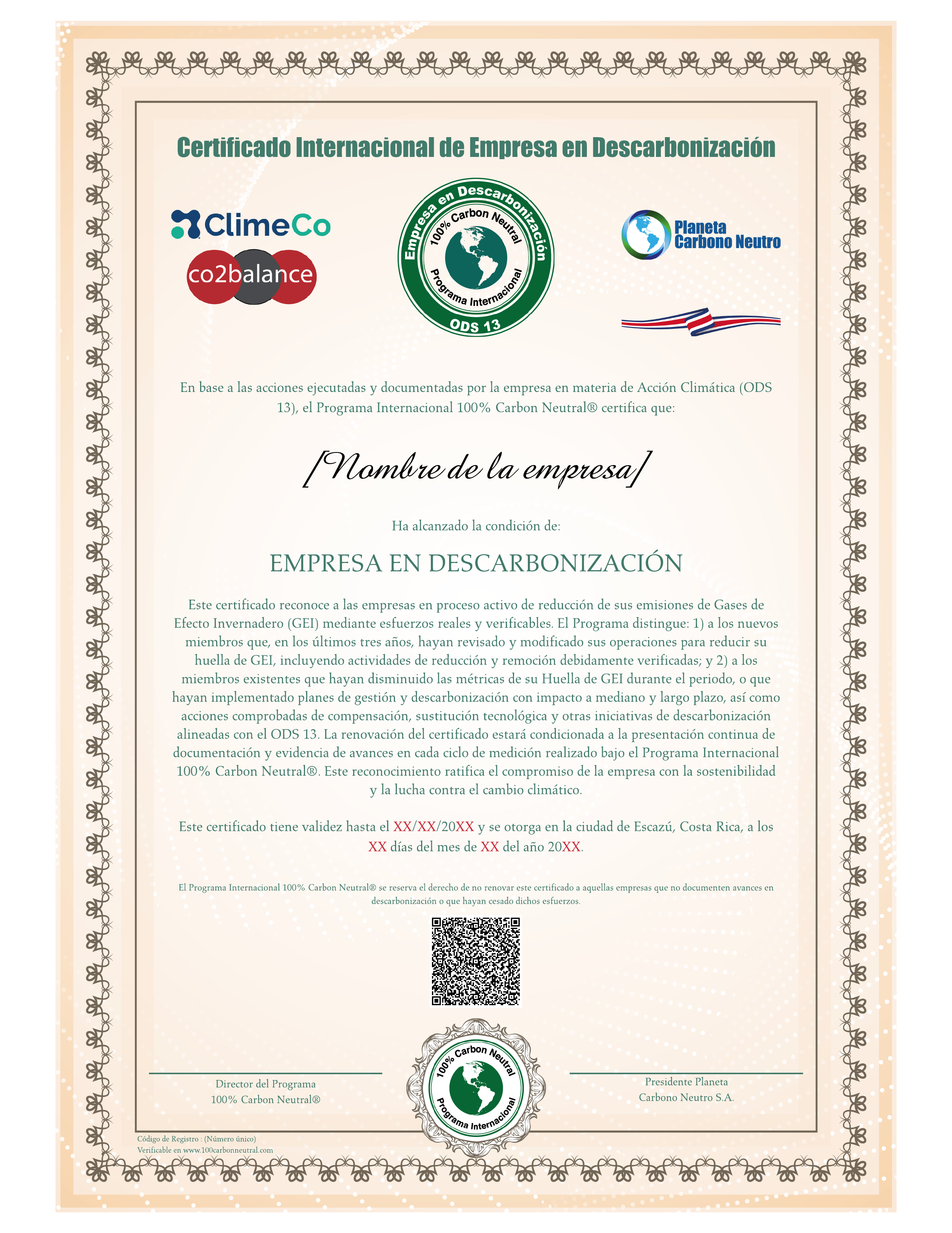 Certificado de Empresa en Descarbonización